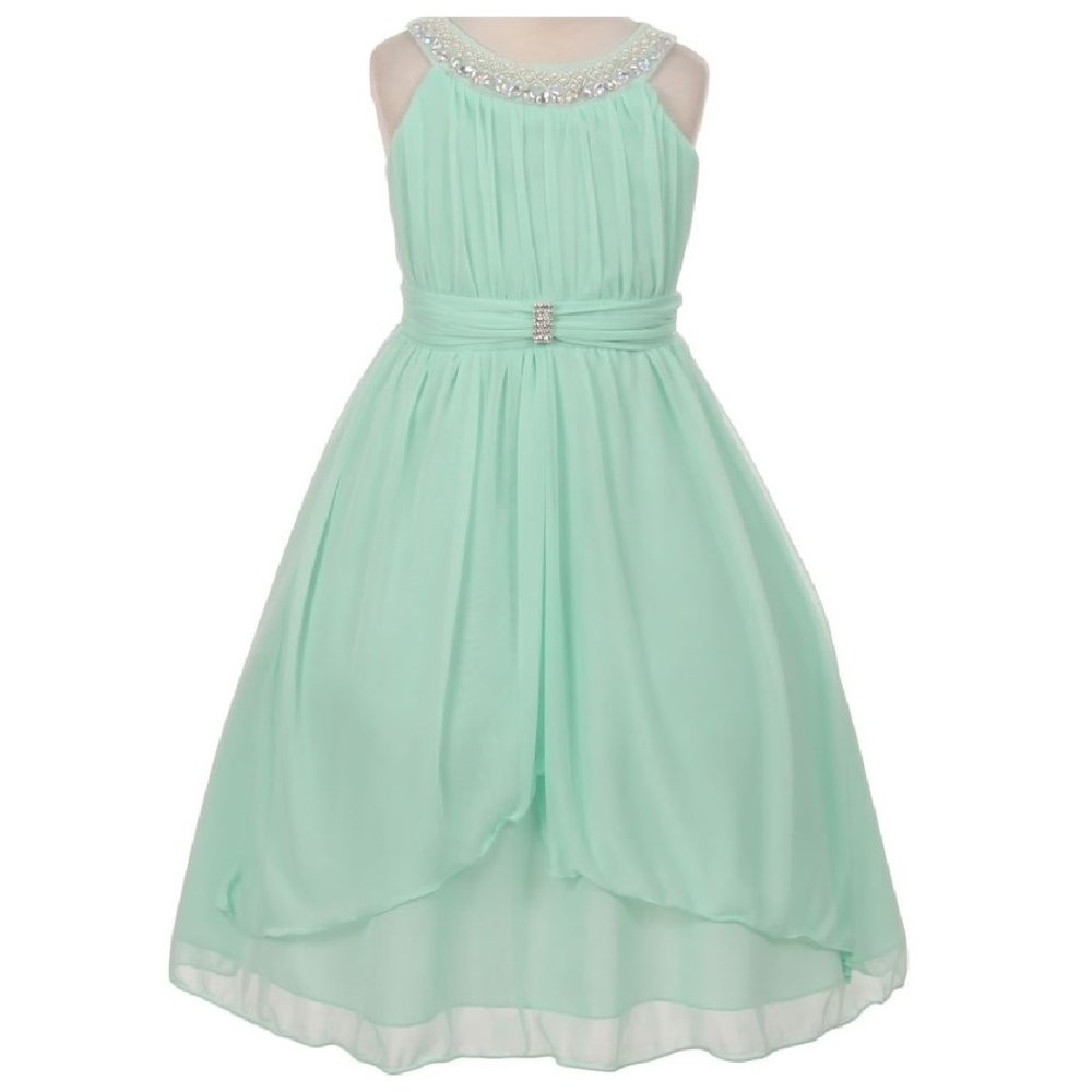 Little Toddler Girl Chiffon Beaded Design Graduation Summer Flower Girl Dress